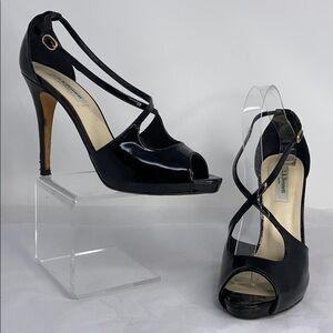 LK Bennett Sz 40 Peep Toe High Heel Black Sandals